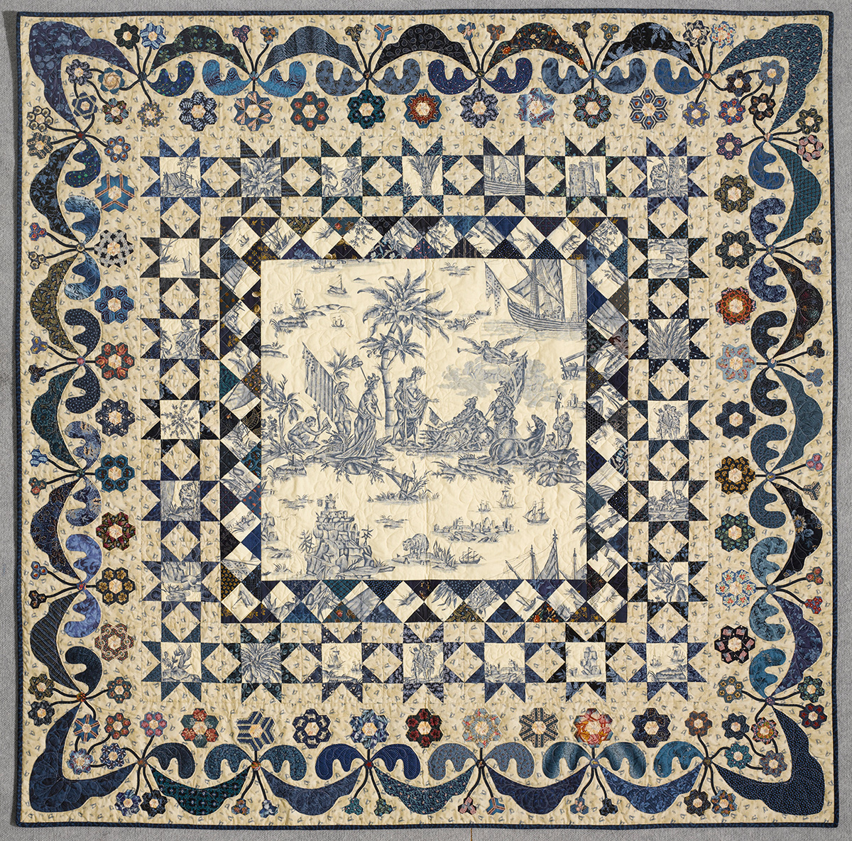 Blue toile quilt kim mclean designs